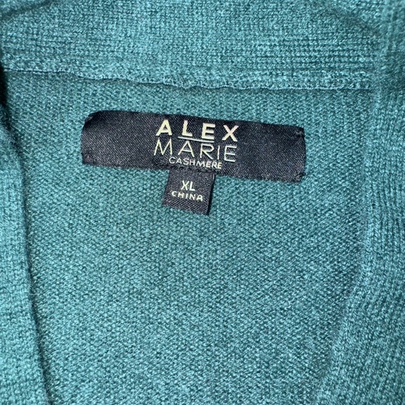 Alex Marie 100% Cashmere XL V Neck Womens Sweater Green - Picture 4 of 7